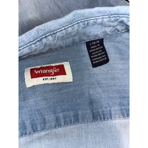 Wrangler Mens Shirt L/S Button Collar Western Size Large - Picture 7 of 8